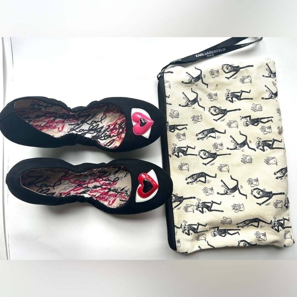 Karl Lagerfeld Paris Shupet 3 Heart Ballet Flats black size 8 ballerina